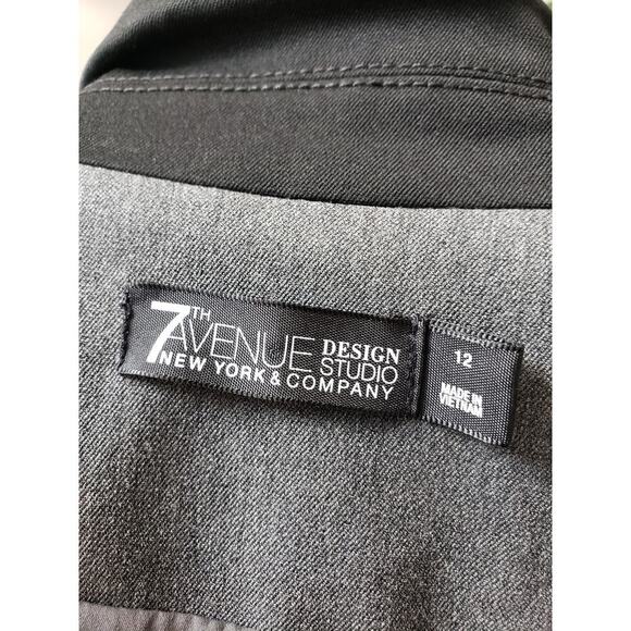 7th Avenue 2 Piece Suit Womens Size 12 Gray Super Stretch Polyester Straight Leg - Picture 4 of 16